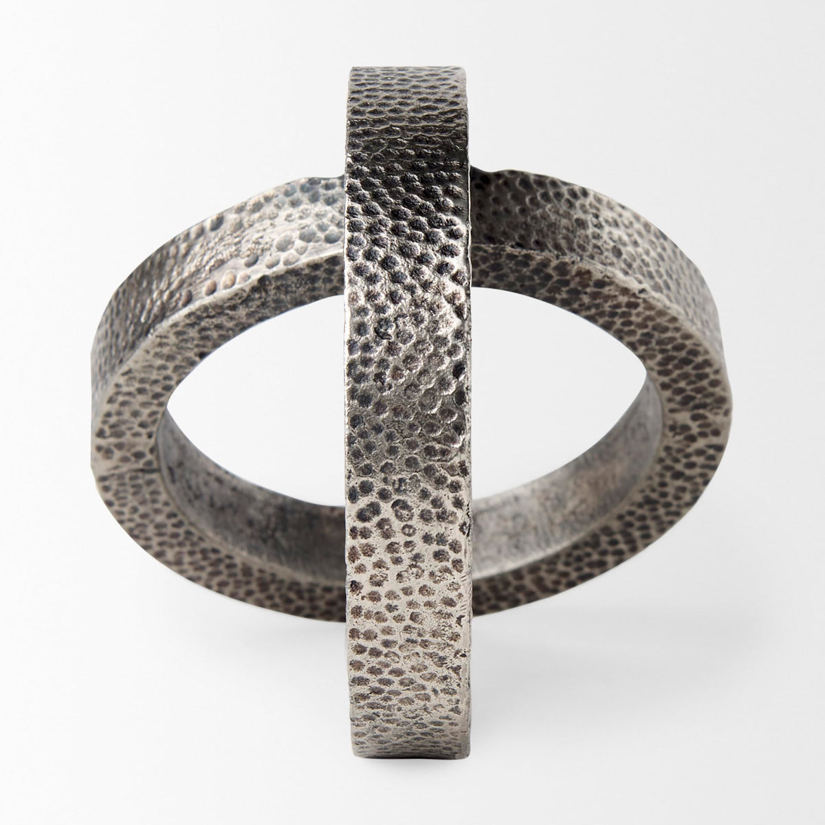 Mercana Rafiki Two Blackened Silver Hammered Finish Metal Conjoined Circles