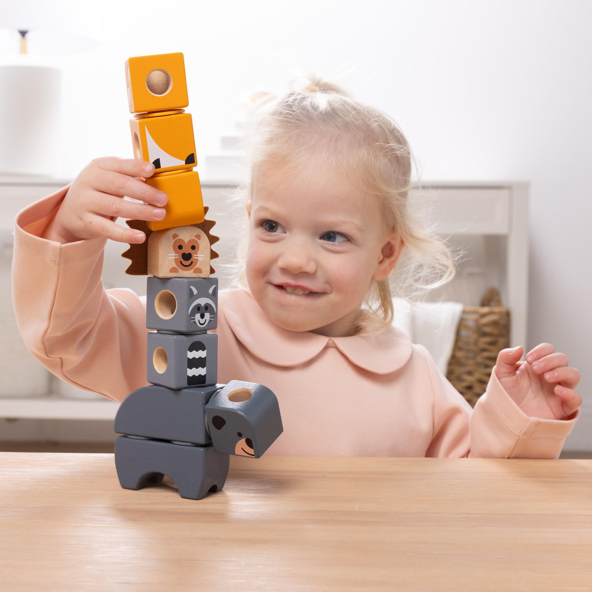 Melissa & Doug Blockables™ Woodland Friends Snap and Play, Mix and Match Connectable Wooden Building Blocks Play Set Toy for Preschool Boys and Girls