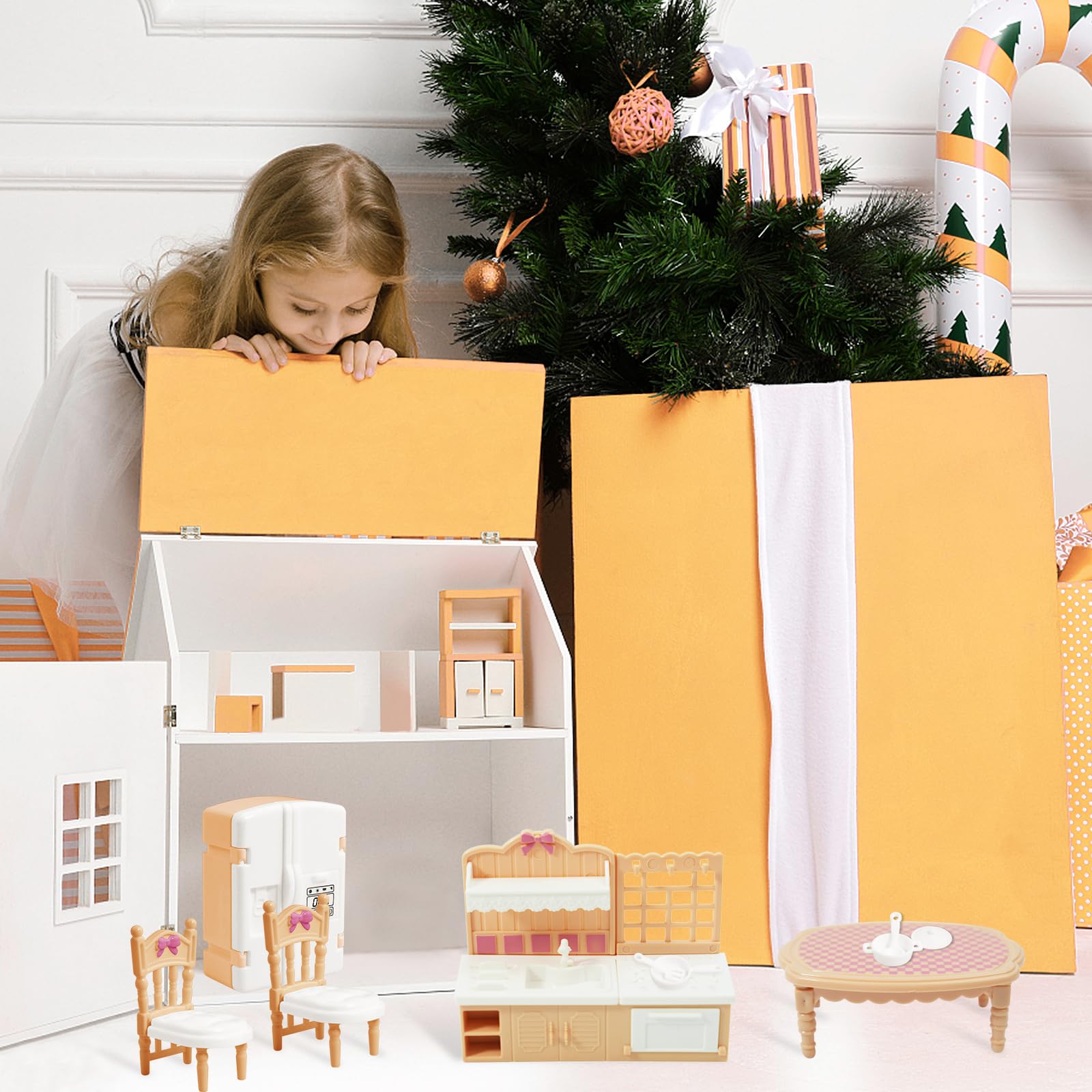 10 Pieces Mini Kitchen Set Dollhouse Kitchen Miniature Kitchen Set Doll Mini Kitchen for Kids Doll House Furniture and Accessories Set Mini Dollhouse