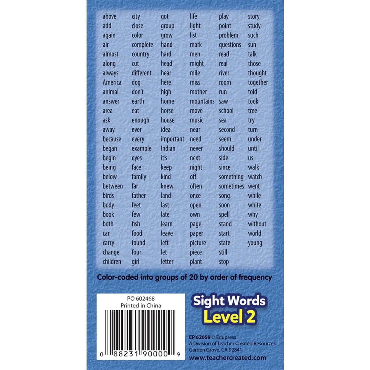 Teacher Created Resources Sight Words Flash Cards - Level 2 (TCR62059)