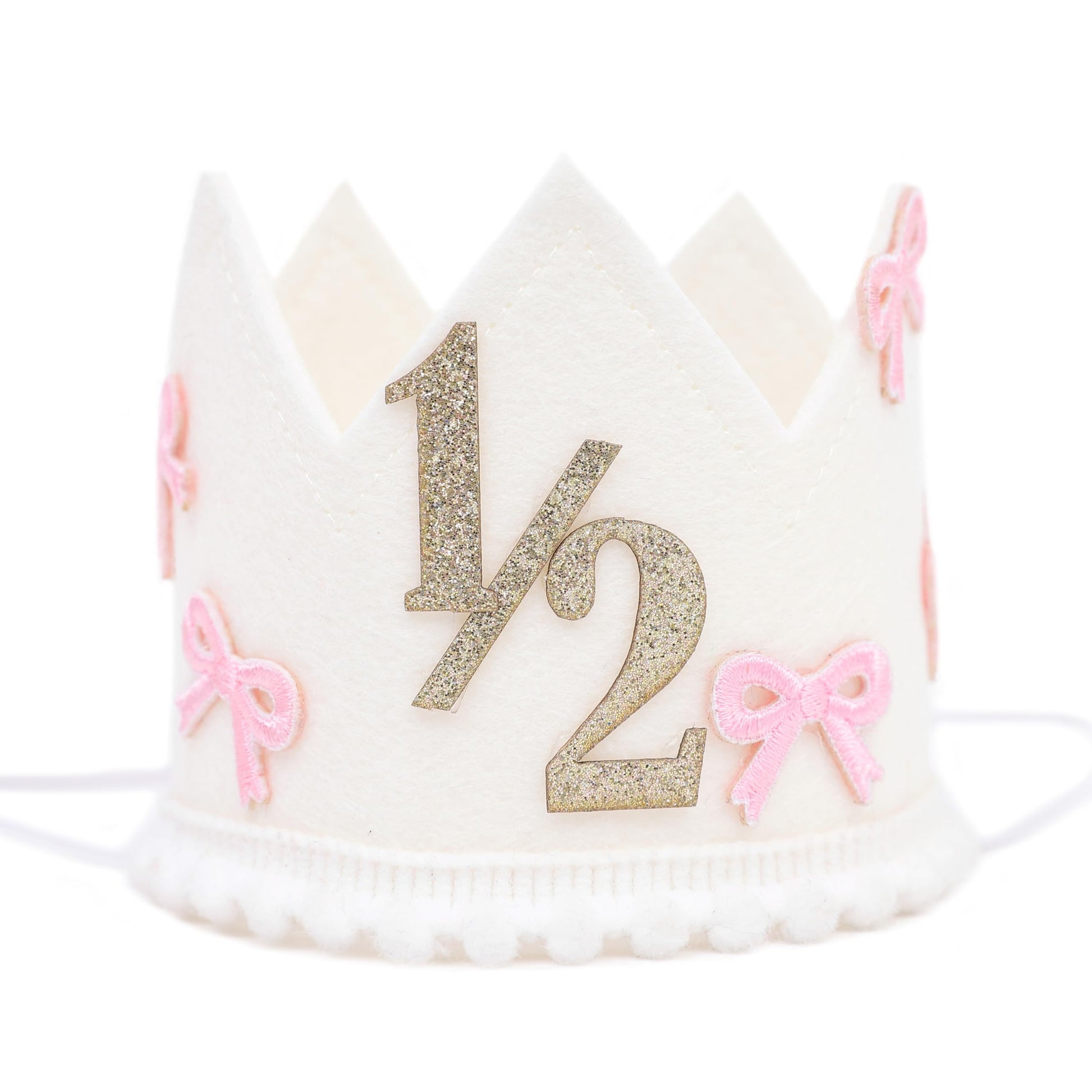 Jissoo Bow 1/2 Birthday Crown - 6 Months Birthday Decorations,Little Princess Crown for Cake Smash,Sweet Hat Photo Props,Pink Bow Half Way to One