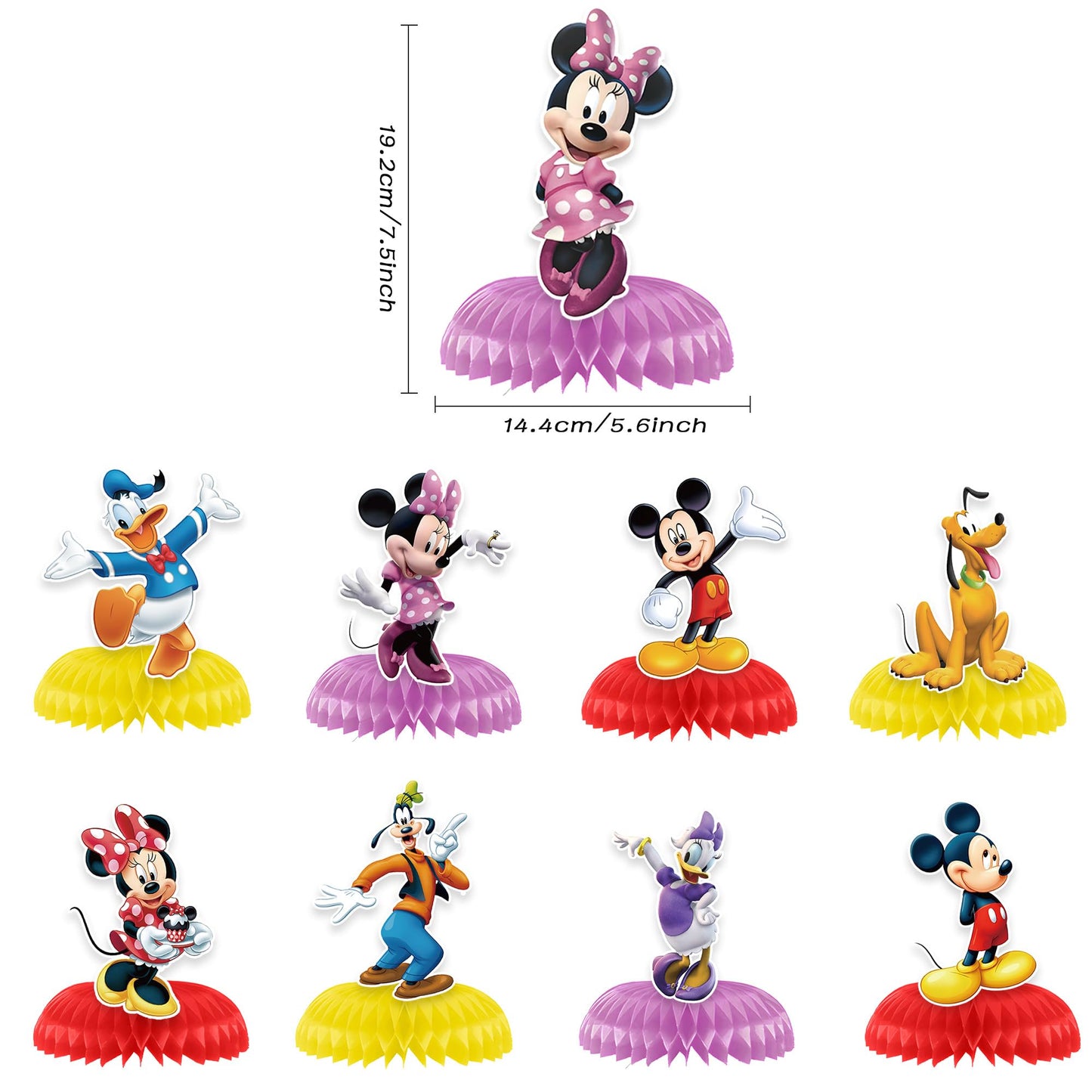 9Pcs Mickey Honeycomb Centerpieces, Cartoon Movie Theme Birthday Party Supplies, Double-Sided 3D Table Decorations & Favors for Kids