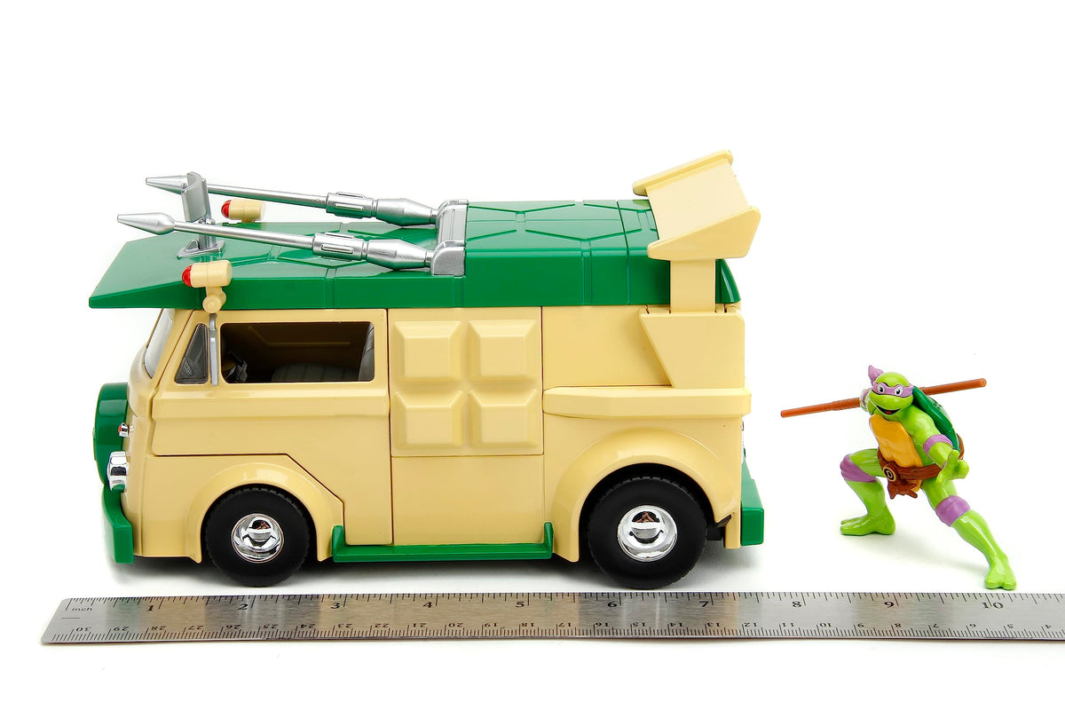 Jada Teenage Mutant Ninja Turtles 1:24 Party Wagon Die-Cast Car & 2.75" Donatello Figure, Toys for Kids and Adults