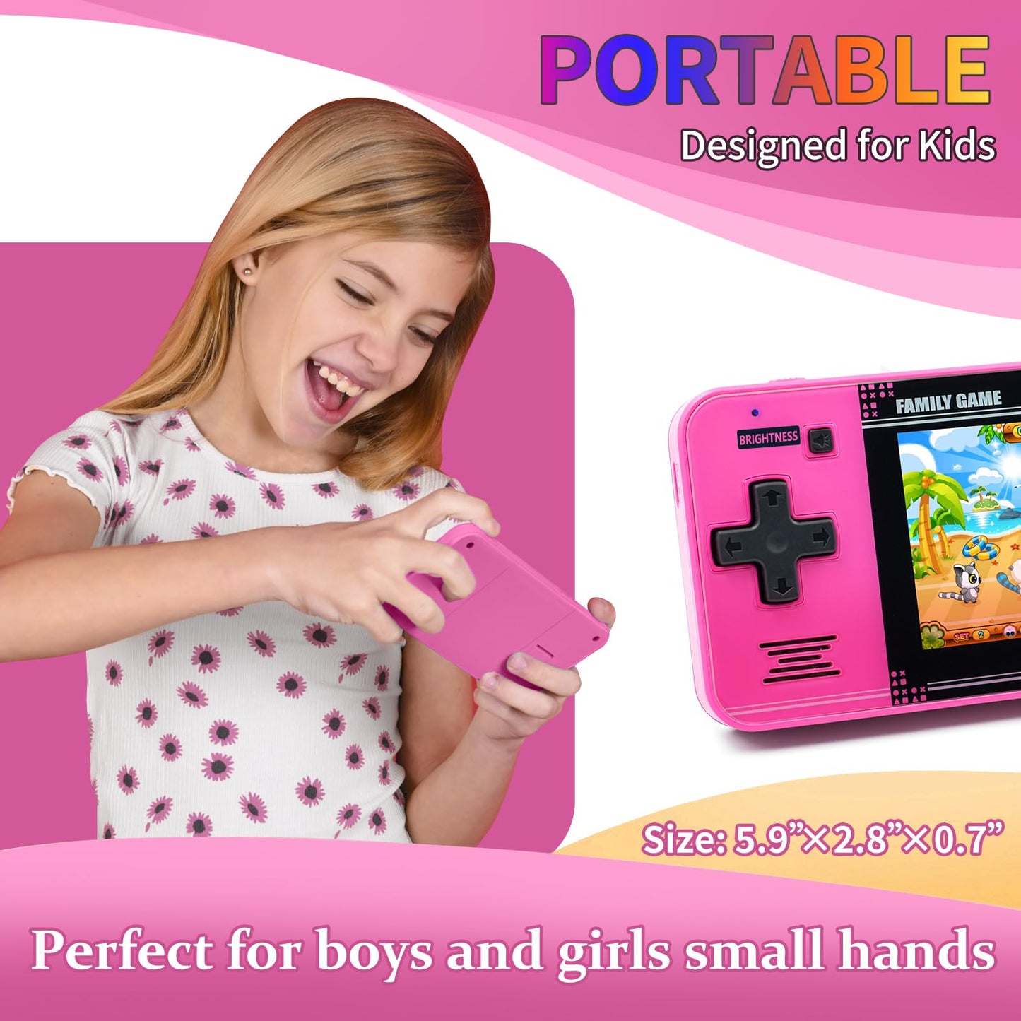 Handheld Game for Kids -Preloaded 220 Retro Video Games, Portable Gaming Player with Rechargeable Battery 3.0" LCD Screen, Mini Arcade Electronic Toy