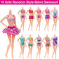 Ecore Fun 35 PCS Doll Clothes Swimwear Beach Bathing Kit Including 10 Bikini Swimsuit 2 Swimming Ring 4 Fashion Glasses 10 Pairs Shoes 1 Surf