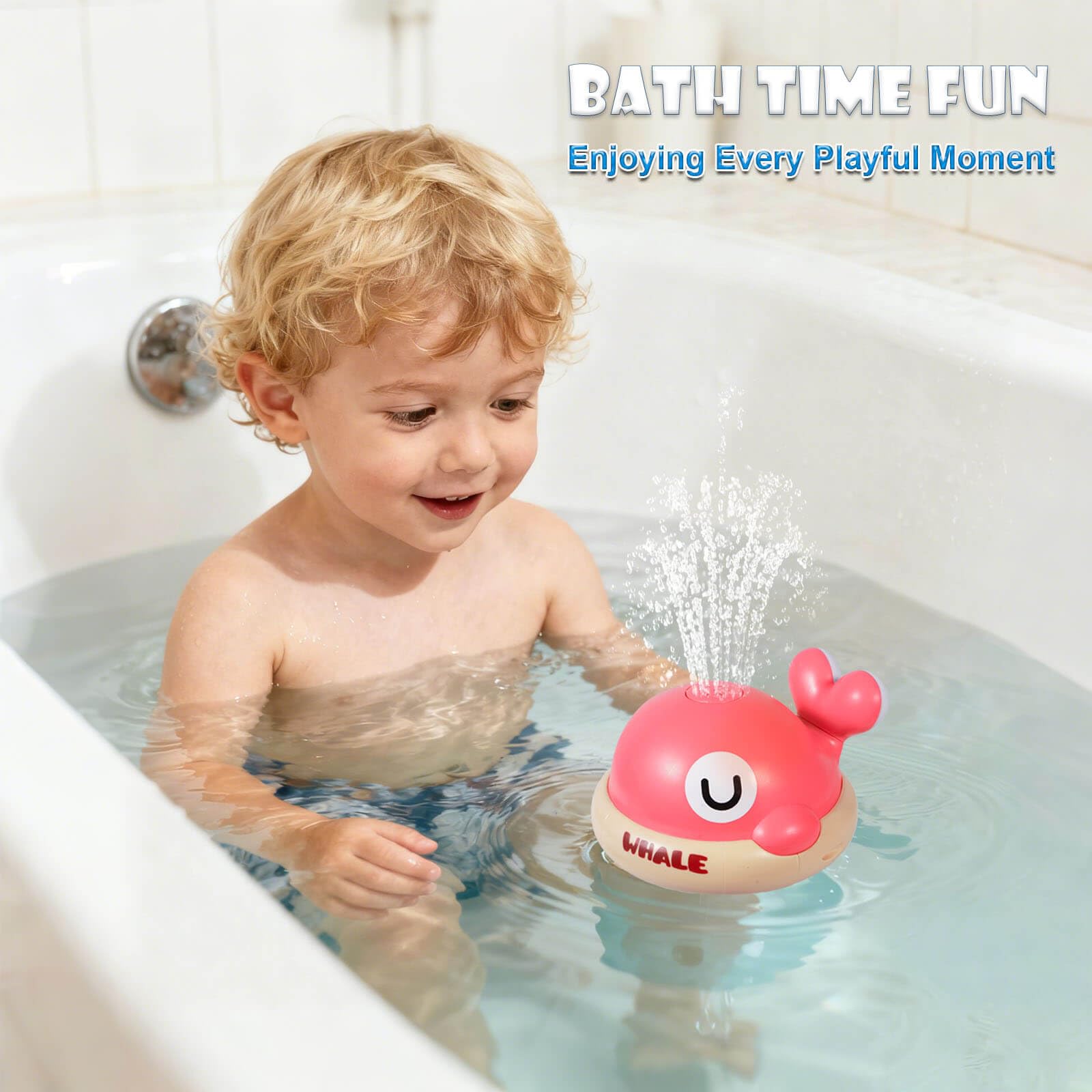 Baby Bath Toys - Toddler Bath Toys for Kids Ages 1-3, Rechargeable Light Up Whale Sprinkler Bathtub Toys, Pool Water Toys for Infant Babies 6-12