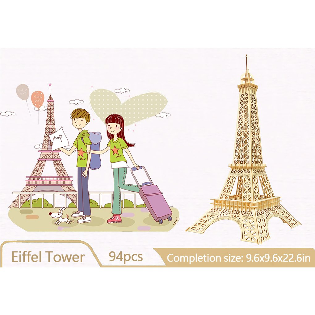 Bitopbi 3D Wooden Puzzles Laser Engraving DIY Safe Assembly Constructor Kit Toy for Teens and Adults, World Famous Buildings Mechanical 3-D Models
