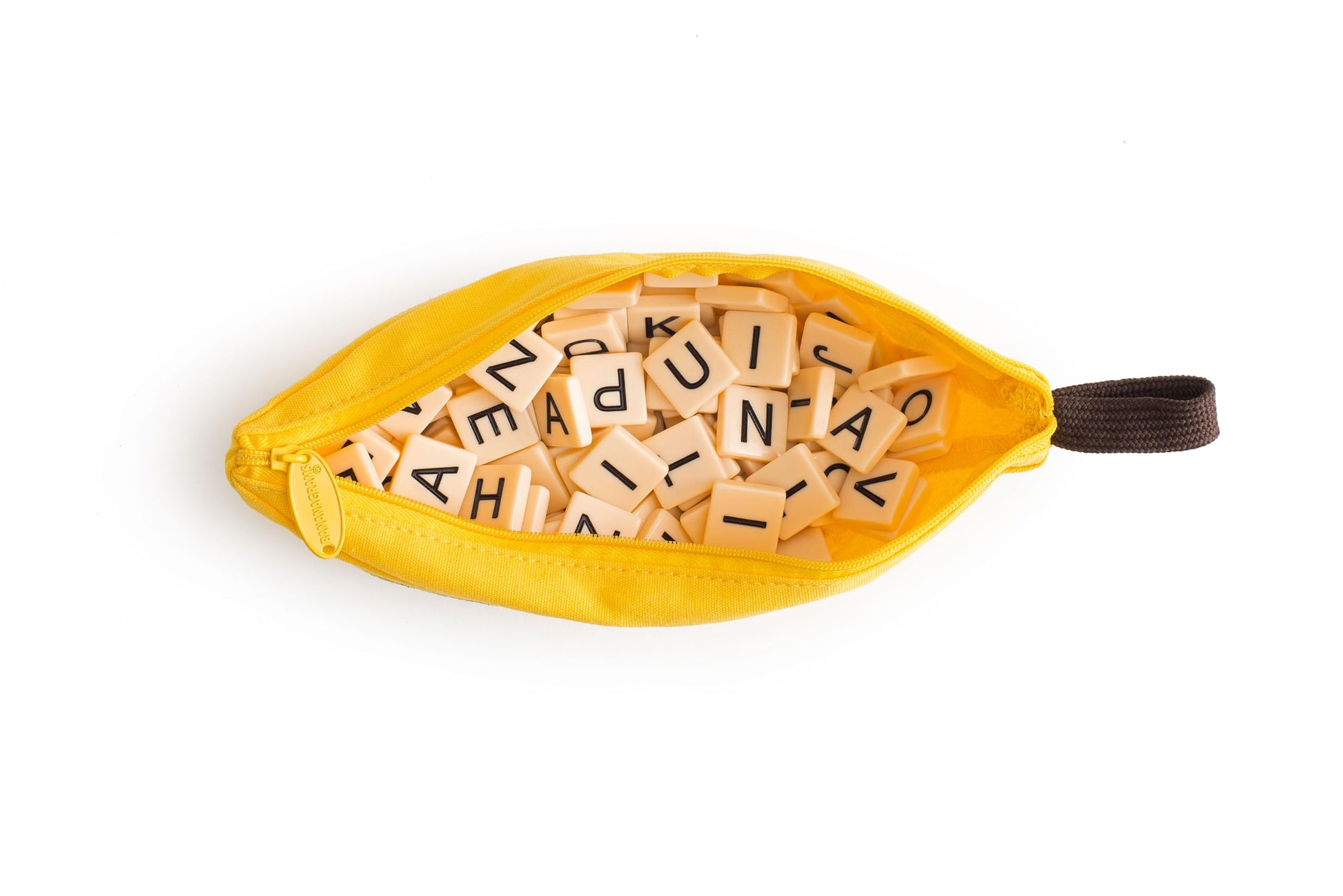 Bananagrams Classic Word Game - Fast-Paced Spelling & Anagram, Family & Travel Game , 144 Letter Tiles in Portable Banana Pouch, 1-8 Players