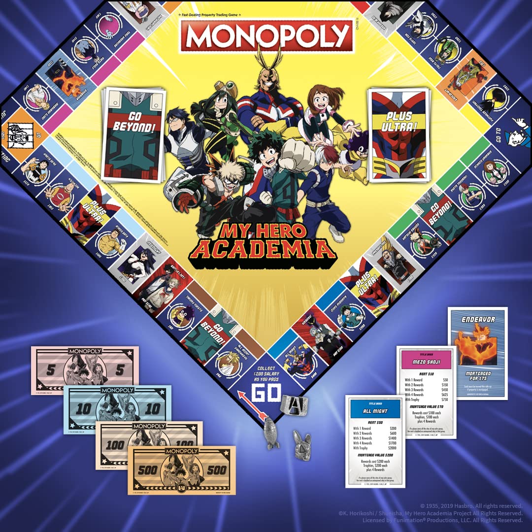 Monopoly: My Hero Academia Board Game | Buy, Sell, Trade Fan-Favorite Heroes from The Popular Anime Show | Classic Monopoly Game | Officially-Licensed