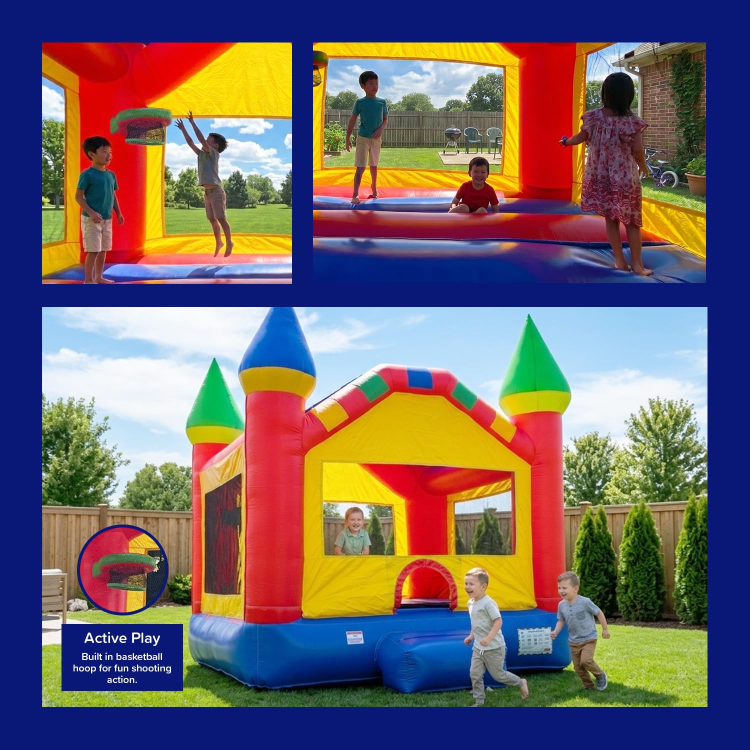 HeroKiddo 13x15 Castle Commercial Inflatable Bounce House Jumper with Blower