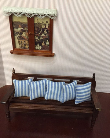 BESTLEE 1:12 Dollhouse Miniature Living Room Graden Wooden Couch Bench and 4 Pcs Cushions