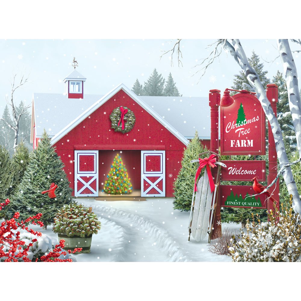 Bits and Pieces - Christmas Tree Farm Jigsaw Puzzle for Adults - Winter Snow Holiday Scene by Alan Giana (1000 Piece Puzzle 20" x 27")