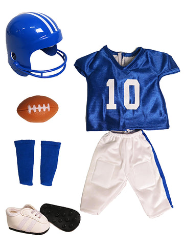 Blue Football Uniform 6pc for 18-Inch Dolls | Premium Quality & Trendy Design | Dolls Clothes