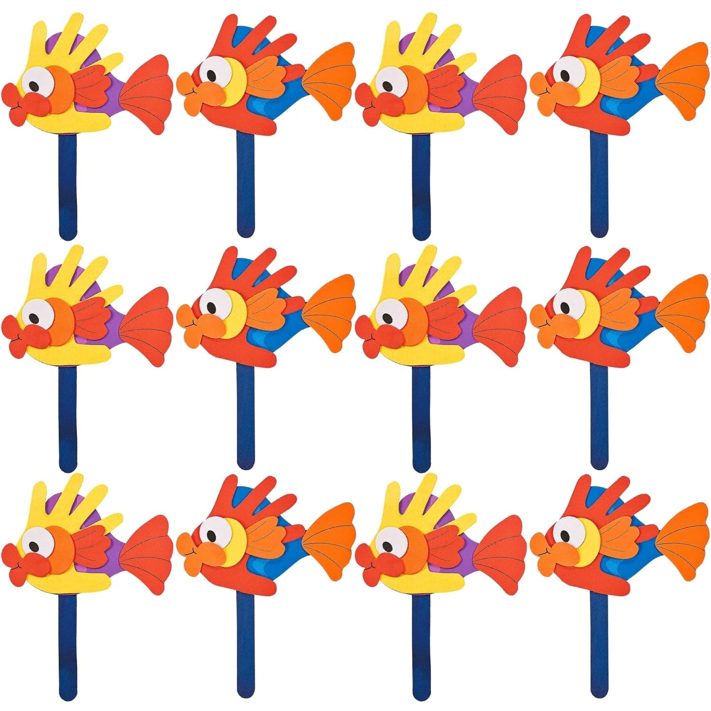Fun Express Handprint Fish Puppet Craft Kit - Makes 12 - Crafts for Kids and Fun Home Activities