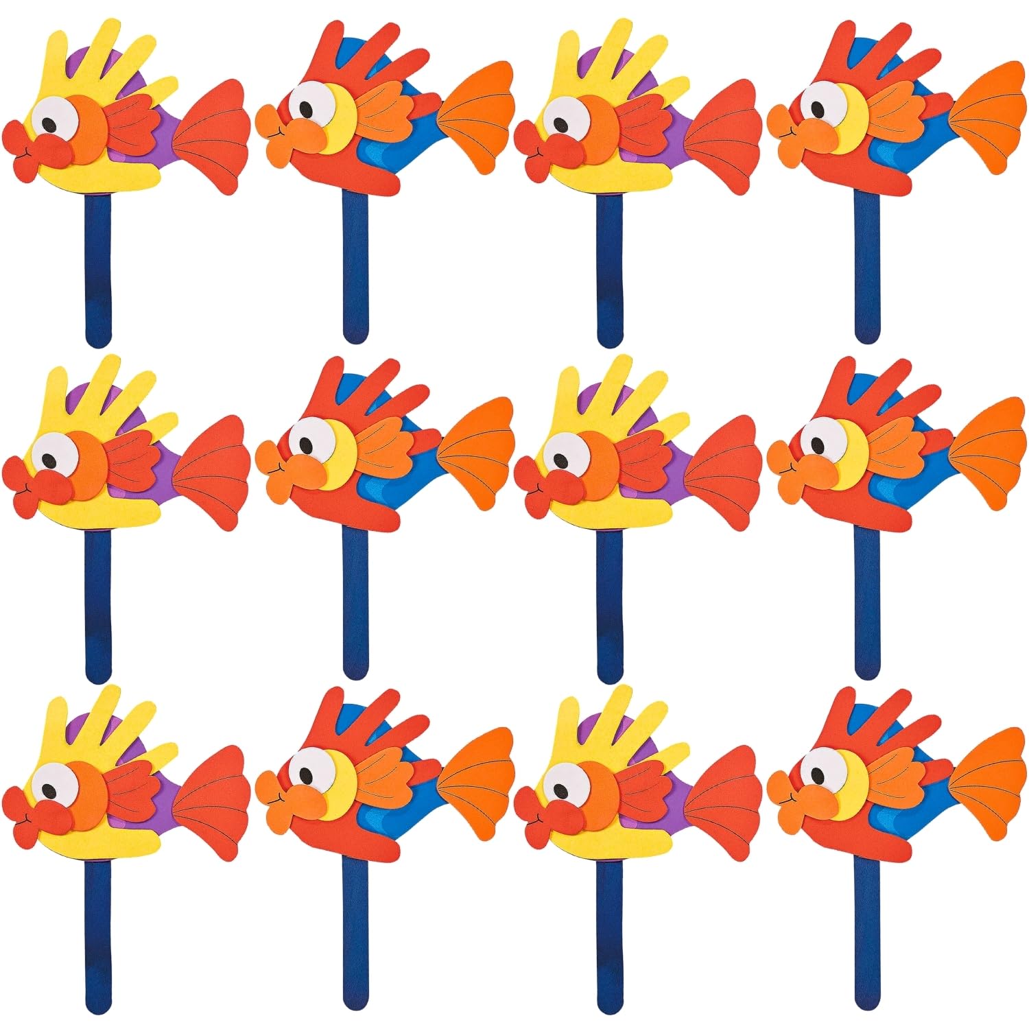 Fun Express Handprint Fish Puppet Craft Kit - Makes 12 - Crafts for Kids and Fun Home Activities
