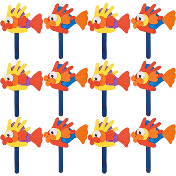 Fun Express Handprint Fish Puppet Craft Kit - Makes 12 - Crafts for Kids and Fun Home Activities
