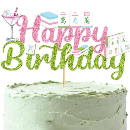 Mahjong Cake Topper: Mahjong Party Supplies Mahjong Cupcake Picks Funny Theme Cake Decorations for Birthday Game Night Party Decorations