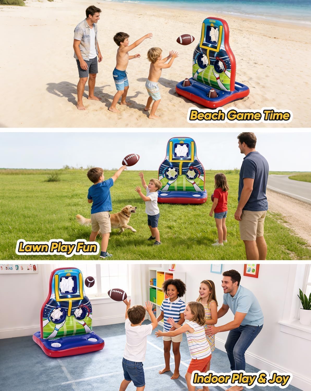 Inflatable Football Toss Pool Games Set, Fun Pool Float Toys for Kids Teens