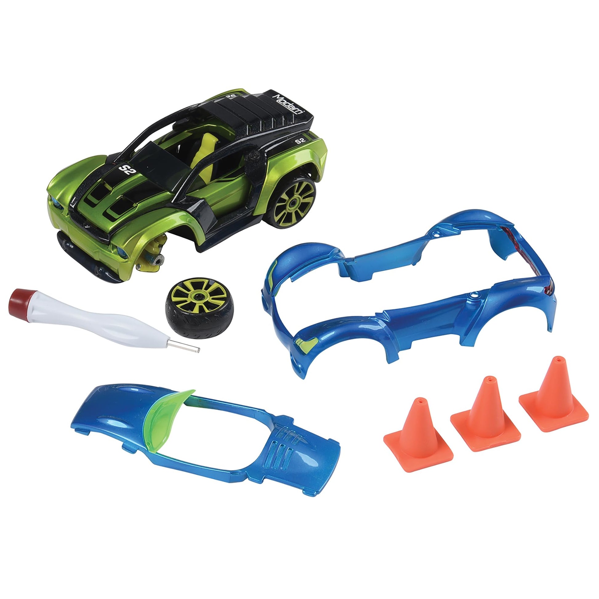 Modarri Delux S2 Muscle Car Build Your Car Kit Toy Set - Ultimate Toy Car: Make Your Own Car Toy - For Thousands of Designs - Real Steering