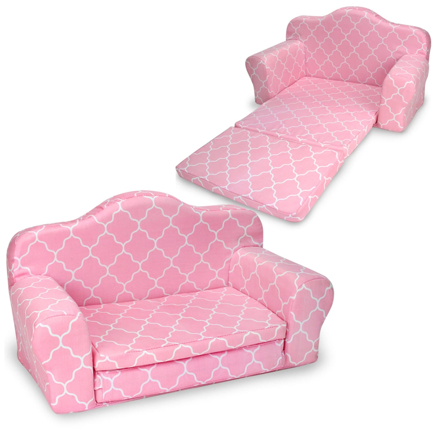 Sophia's 2-in-1 Plush Print Pull-Out Sofa Bed for Two 18'' Dolls, Pink