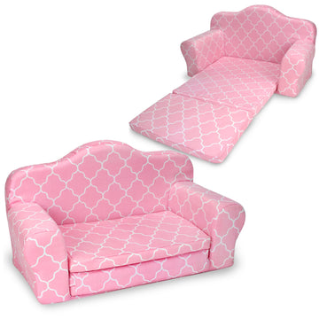 Sophia's 2-in-1 Plush Print Pull-Out Sofa Bed for Two 18'' Dolls, Pink