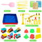 GarveeLife Kids Sand Kit, 43PCS Set w/Tools, 6 Construction Trucks & Castle Molds, Foldable Sand Box Storage Bin Tote, Toys for Boys Girls