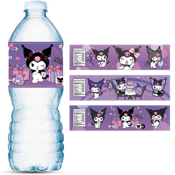 24PCS Kawaii Water Bottle Labels, Kawaii Birthday Party Supplies for Birthday Decorations