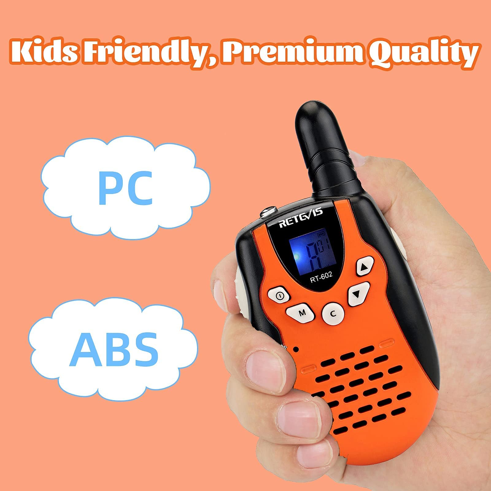 Retevis RT602 Walkie Talkies for Kids, Rechargeable 2 Way Radio 2 Pack, Kids Toys for Boys Girls Ages 3-12, Outdoor Games Adventure Toys, Camping