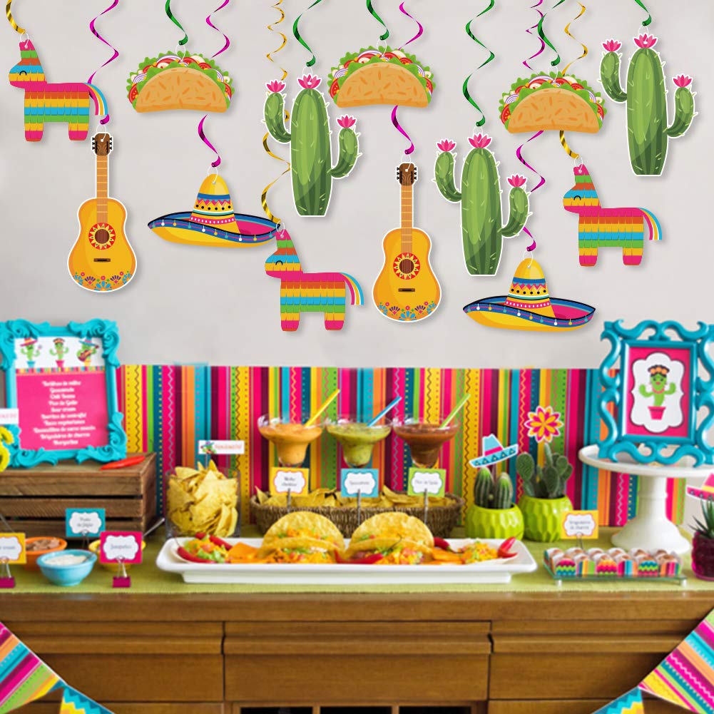Mexican Fiesta Hanging Swirl Decorations, Cinco De Mayo Party Supplies