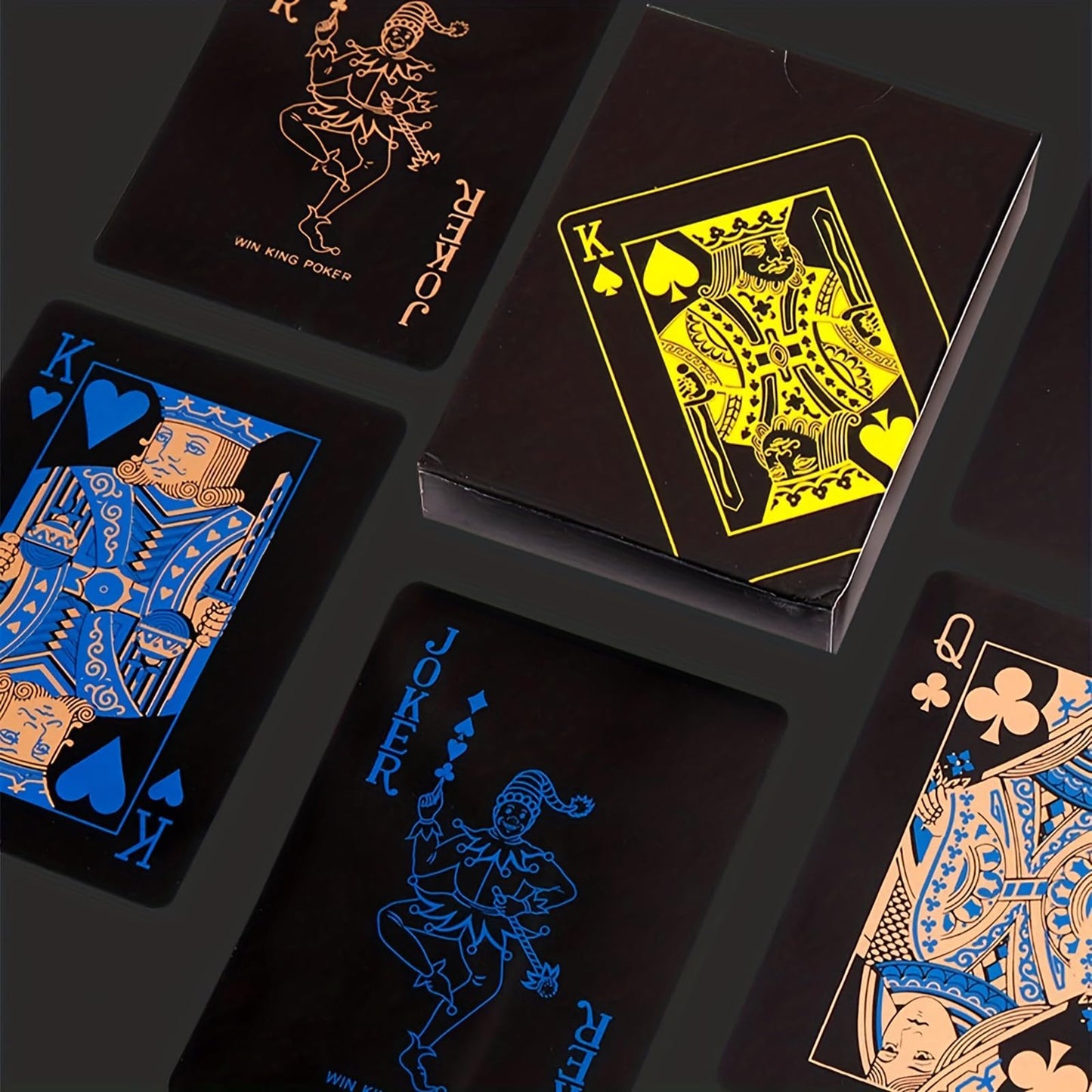 SFALCI 1pc Waterproof Plastic Poker Playing Cards PET Table Games Halloween/Thanksgiving Day (Blue x Golden)