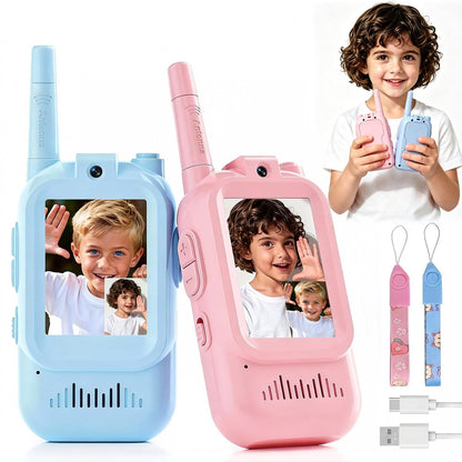 Kids Video Walkie Talkies 2 Pack, Rechargeable HD Screen Toys for Age 3-12