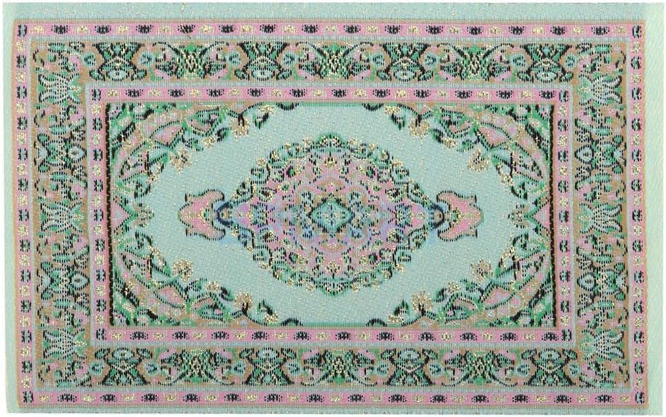 1/12 Dollhouse Miniature Turkey Carpet Rug Doll House Floor Furniture, Decorations, Dollhouse Furniture, Dollhouse Accessories (Green)