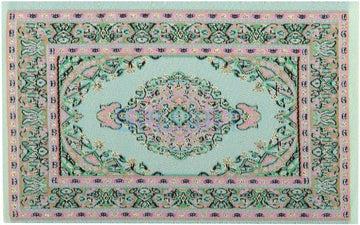 1/12 Dollhouse Miniature Turkey Carpet Rug Doll House Floor Furniture, Decorations, Dollhouse Furniture, Dollhouse Accessories (Green)