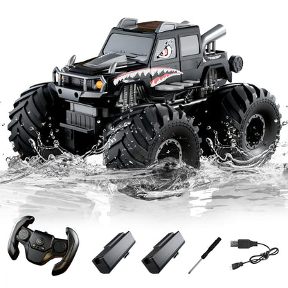 Amphibious Remote Control Car, Waterproof 360°Rotate 4WD RC Monster Trucks,2.4GHz All Terrain Off-Road Pickup Toy,RC Car Pool Toys Remote Control Boat