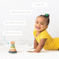 Pearhead Wooden Rainbow Stacking Ring Toy, Montessori Baby Stacker