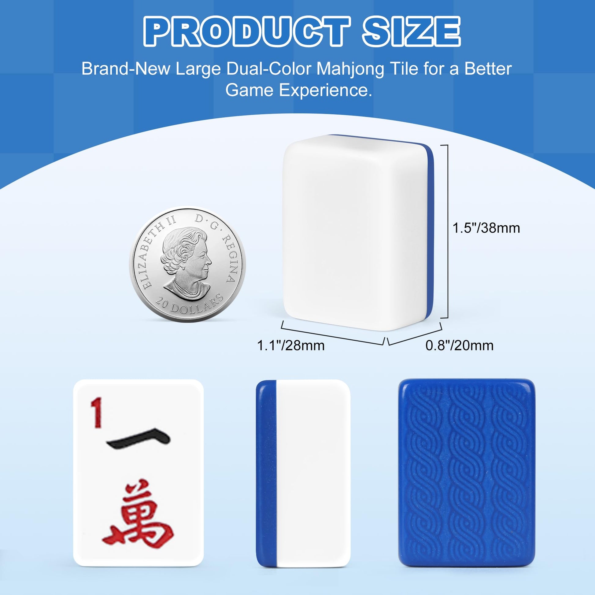 LeadieeMax Upgraded American Mahjong Tile Set, 166 Large 1.5" Deluxe Mahjong Tiles, Mahjong Game Set with Full Accessories, Travel Ready Carrying Bag