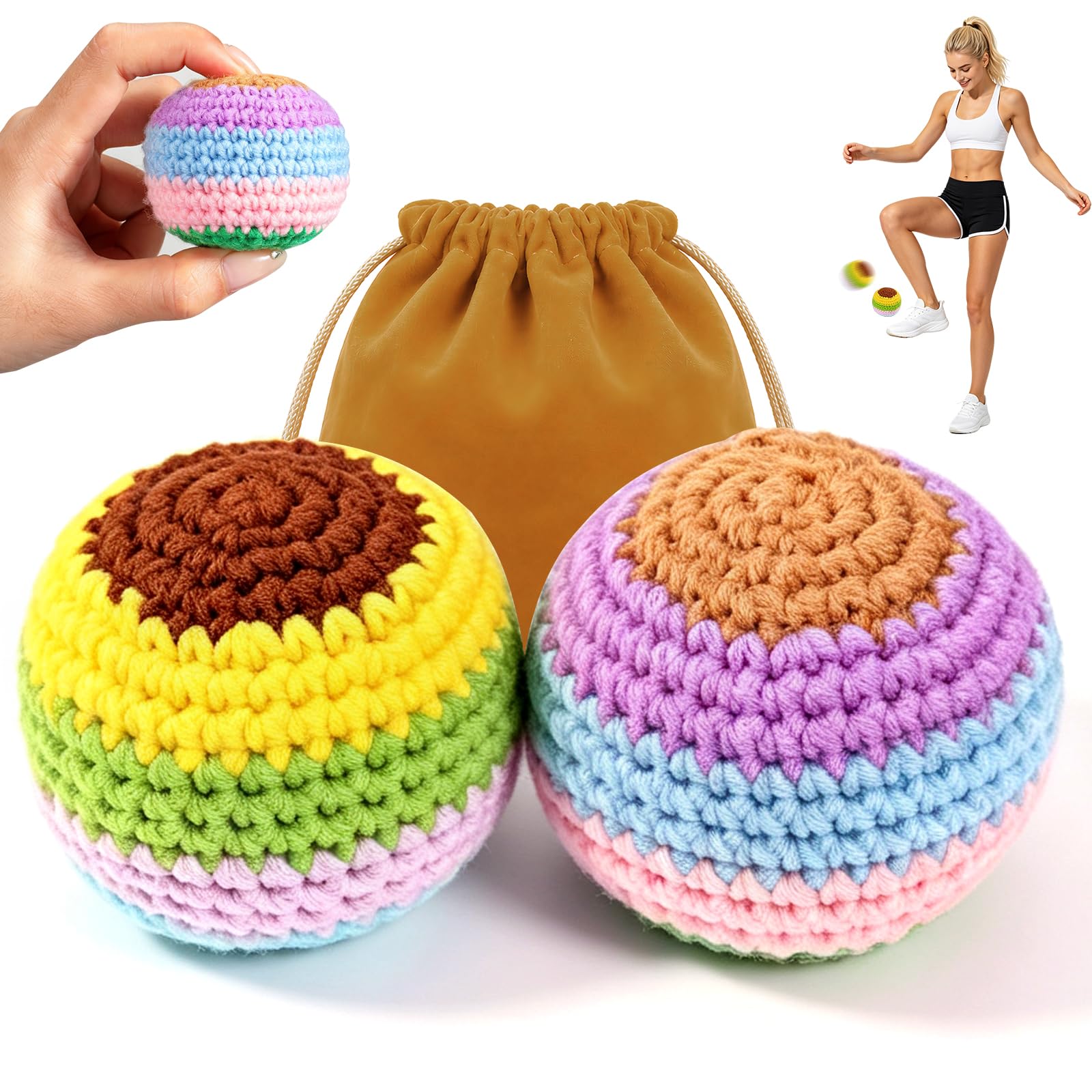 WUYLKZT 2 Pack Footbag Sand Filled Juggling Balls