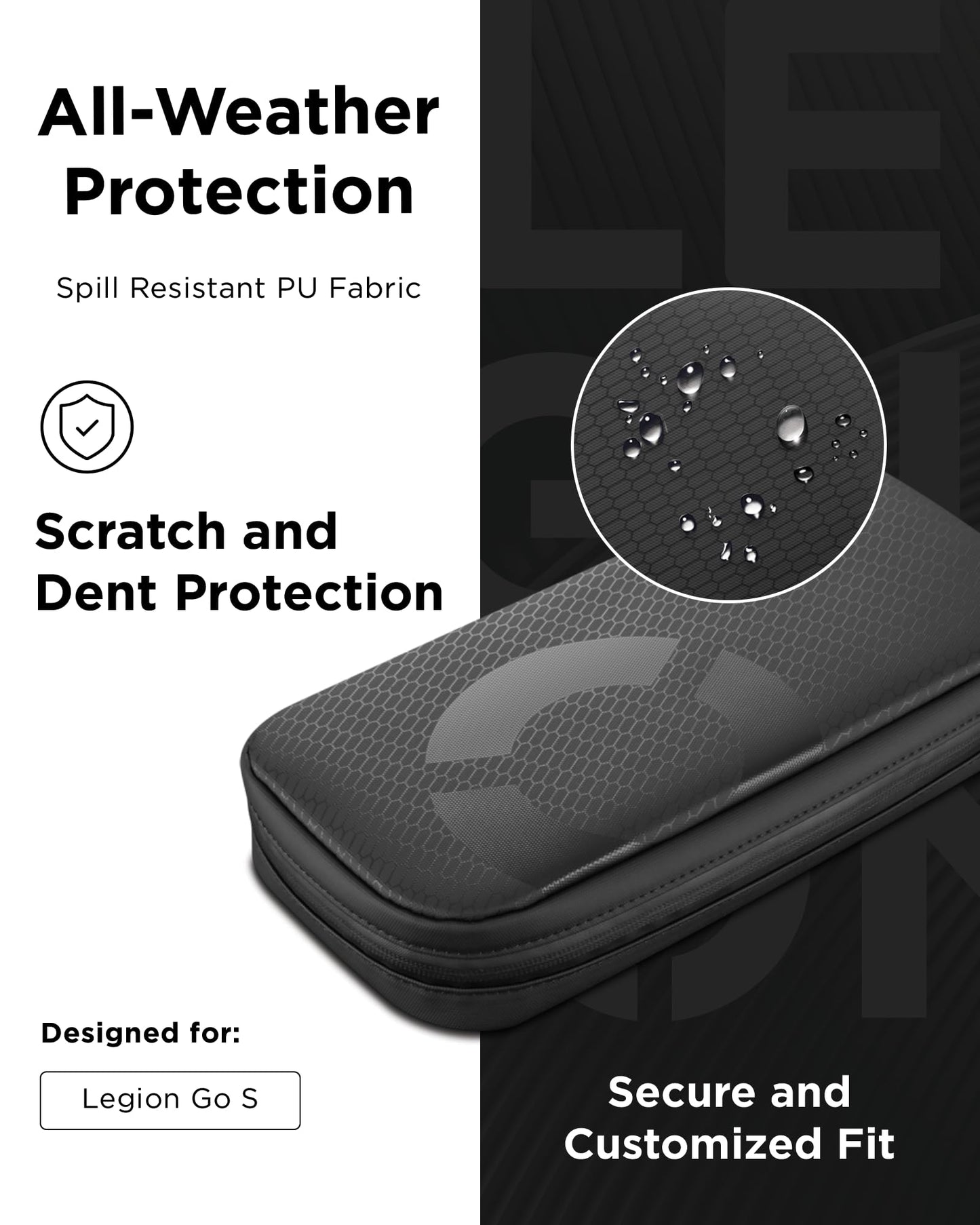 Lenovo Carrying Case for Legion Go S Gaming Console, Protective Storage Bag Case, Spill-Resistant PU Fabric, Secure Storage for Controllers, Console