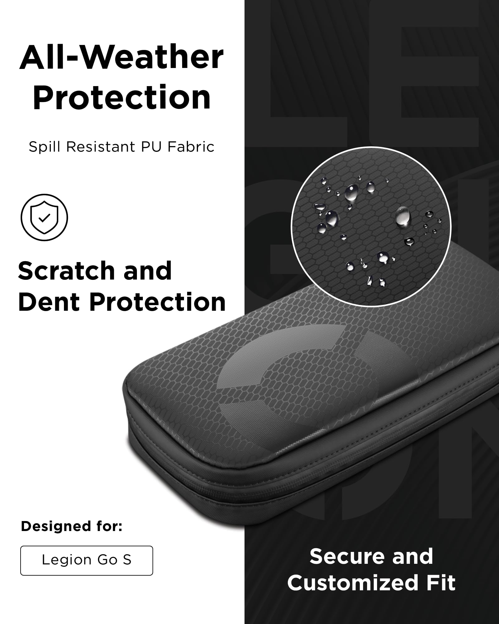 Lenovo Carrying Case for Legion Go S Gaming Console, Protective Storage Bag Case, Spill-Resistant PU Fabric, Secure Storage for Controllers, Console