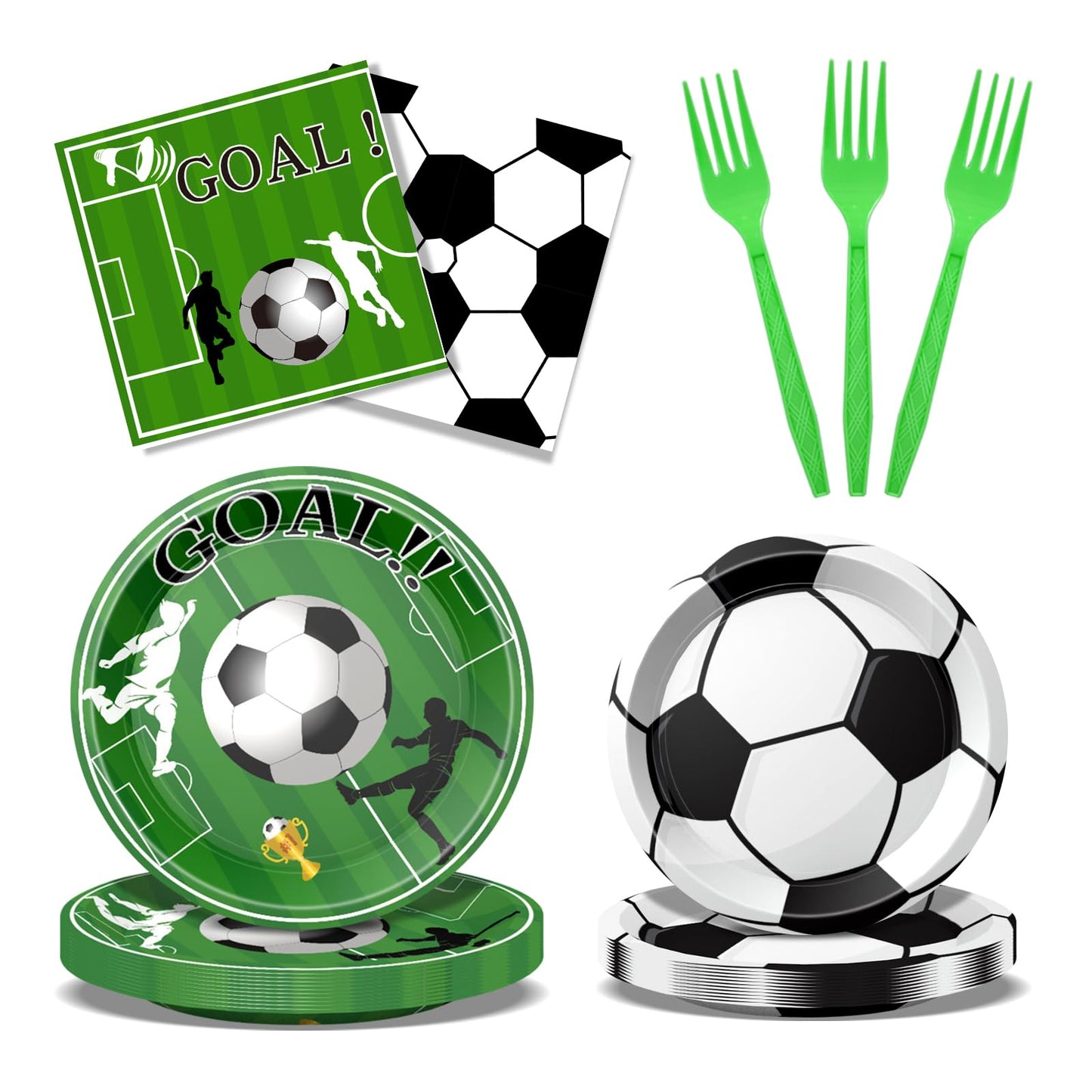 96 Pcs Soccer Plates and Napkins Set Birthday Party Decorations Tableware for Soccer Theme Birthday Party Decorations, Serve 24