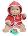 JC Toys Bath Time Gift Set Featuring Adorable Asian Lots to Love Babies 14" All Vinyl Washable Dolls Dressed in Hooded Bathrobe and Diaper, Includes