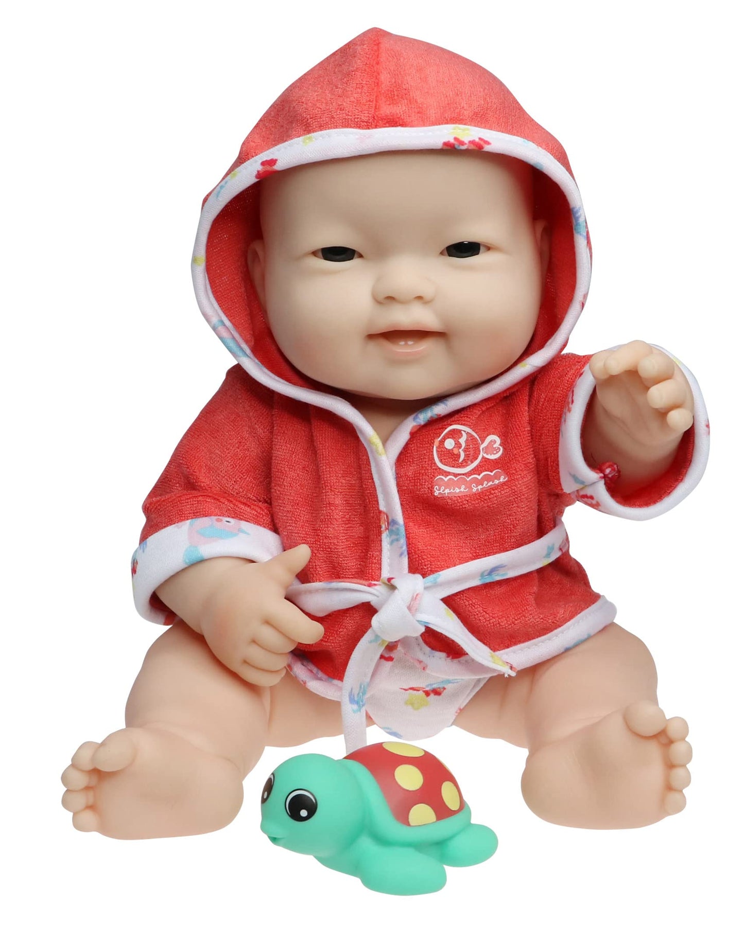 JC Toys Bath Time Gift Set Featuring Adorable Asian Lots to Love Babies 14" All Vinyl Washable Dolls Dressed in Hooded Bathrobe and Diaper, Includes