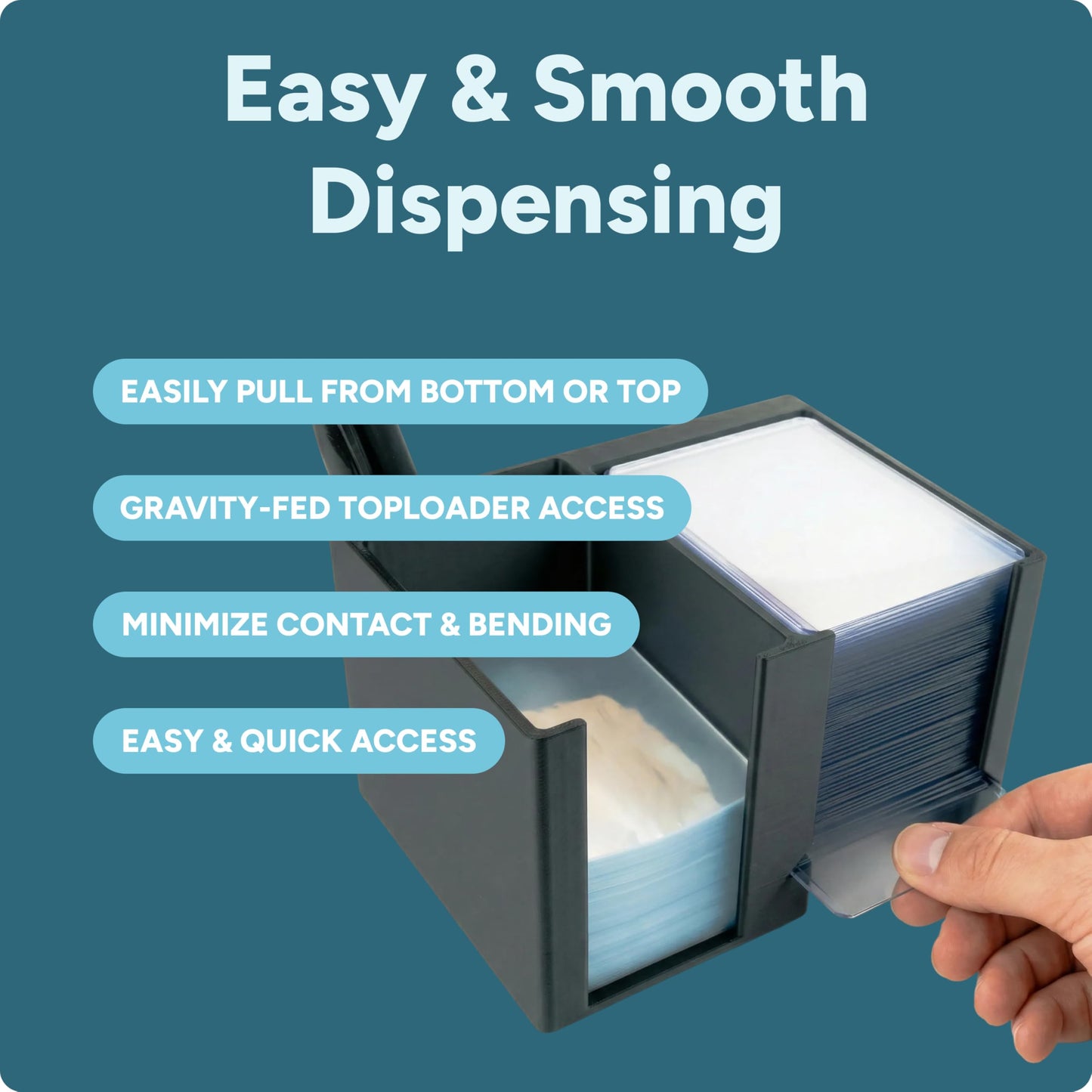 Trading Card Toploader & Penny Sleeve Station with Anti-Slip Base & Tool Storage | Dual Compartment Heavy-Duty Dispenser for Sports Cards & TCG |
