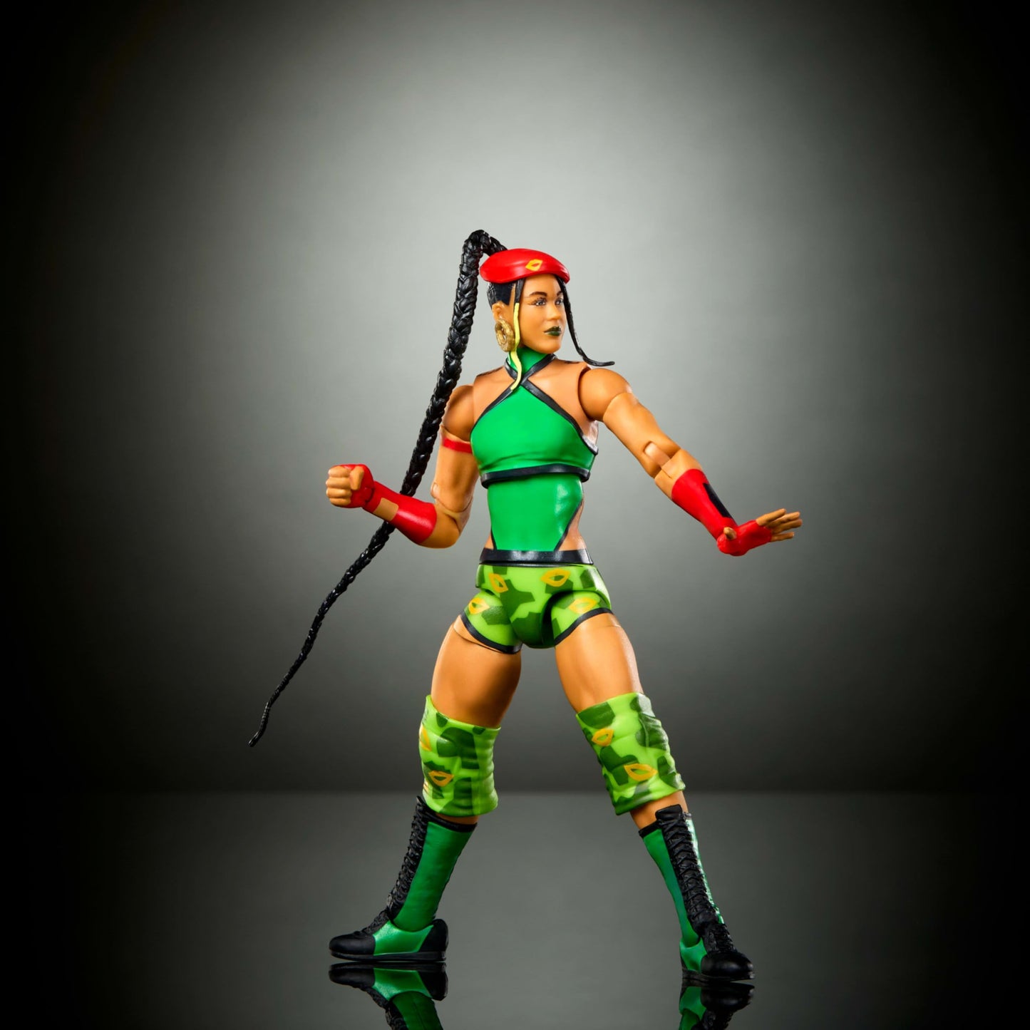 WWE Bianca Belair As Cammy x Street Fighter Cross Over Mattel Elite Collection Action Figure & Accessories, 6-inch Toy Collectible Mashup Set JLD76