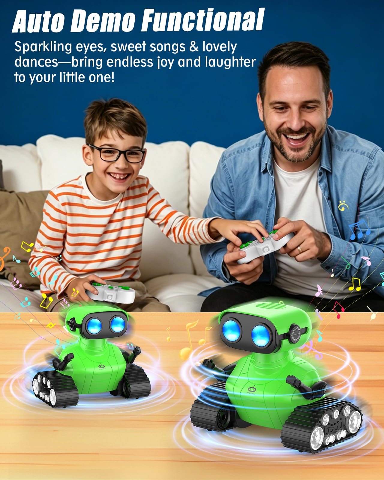 AisayGoo RC Robot Toy for Kids,Remote Control Robot with LED Eyes,Auto-Demo,Smart Voice,Singing and Dancing,Rechargeable Toys for Boys Girls,Ideal