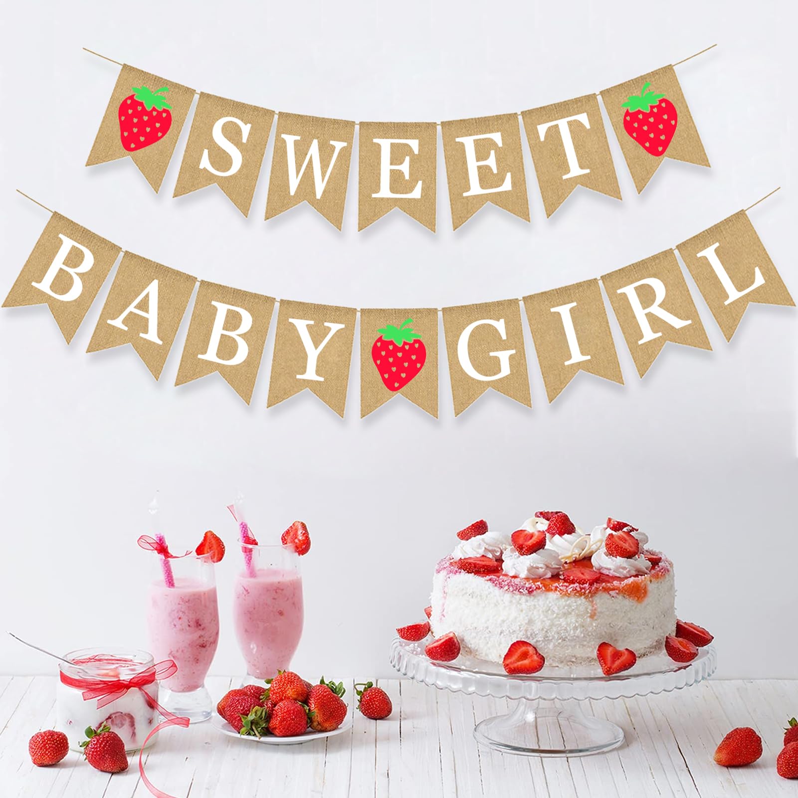 Strawberry Baby Shower Banner Sweet Girl Party Decoration Fruit Berry Garland Pregnancy Supplies