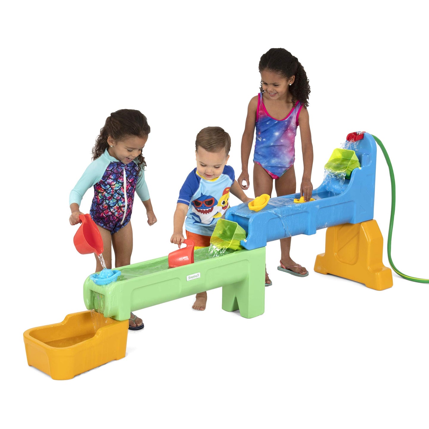 Simplay3 Rushing River Falls Multi-Level Outdoor Water Play Table, Expandable Splash Table for Toddlers and Kids Ages 1.5 to 6 - Includes 9