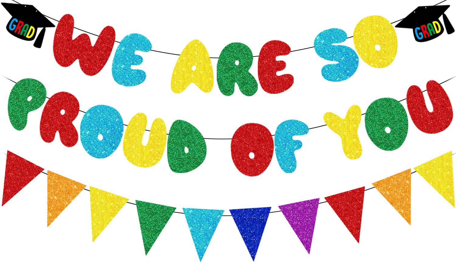 We Are So Proud Of You Banner Kindergarten Grad Banner 2026 Graduation Decorations Glitter Preschool Grad Banner 2026 Kindergarten Congrats Grad Party