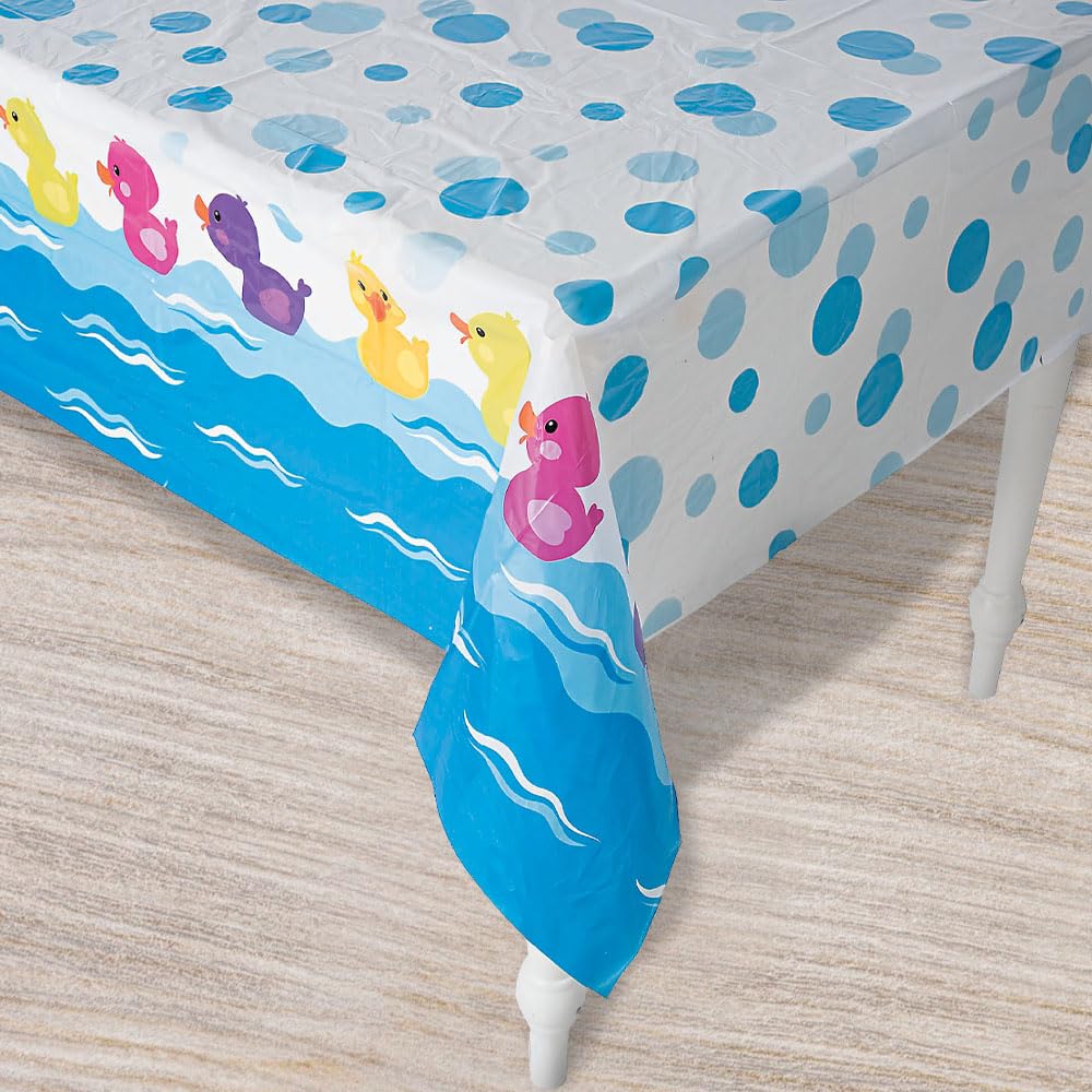 Fun Express Rubber Ducky Printed Tablecloth - Birthday Party Supplies