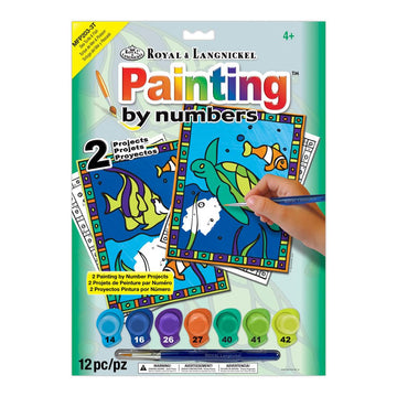Royal Brush My First Paint By Number Kit 8.75 by 11.375-Inch-Sea Turtle and Fish, 2/projects(422094)